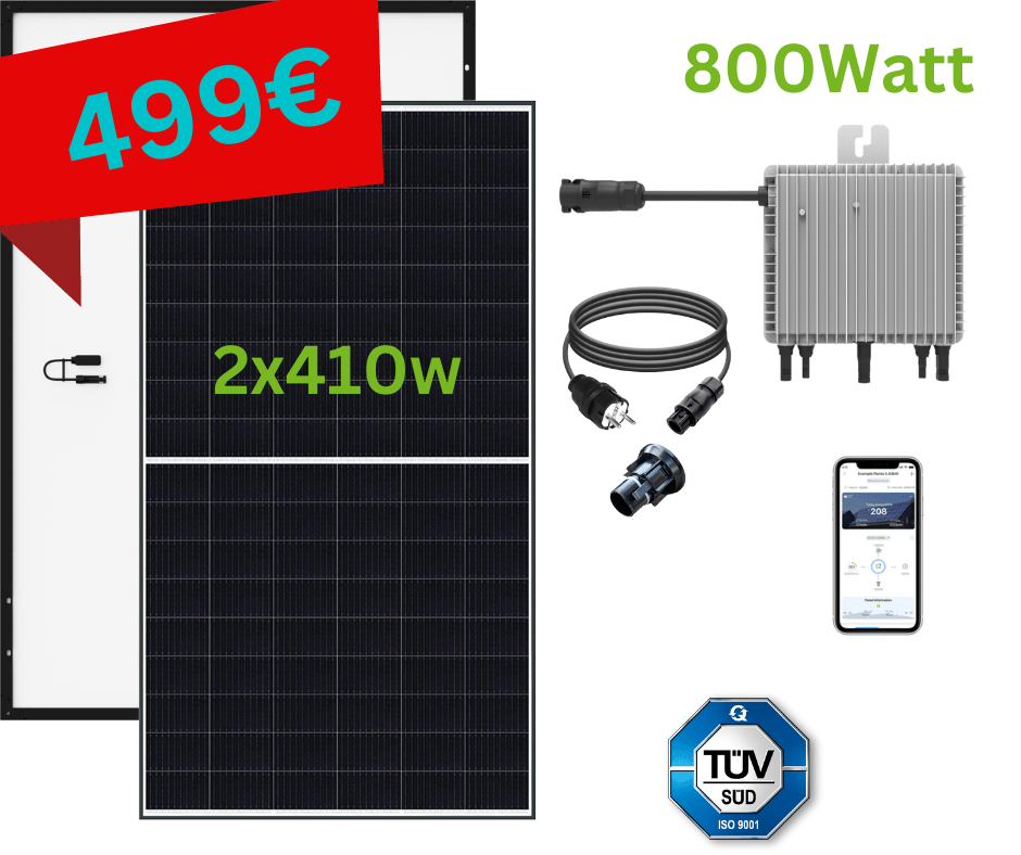 NRW Solar Balkonkraftwerk 800W Komplettset mit Deye Wechselrichter für Steckdose