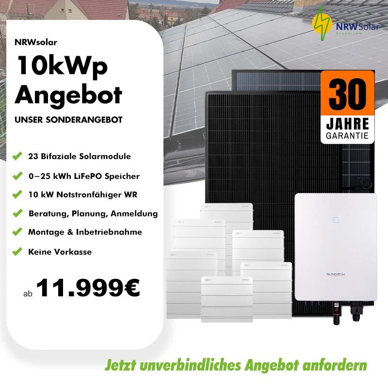 Photovoltaik Komplettanlage 10 kWp mit Speicher und Montage - NRW Solar