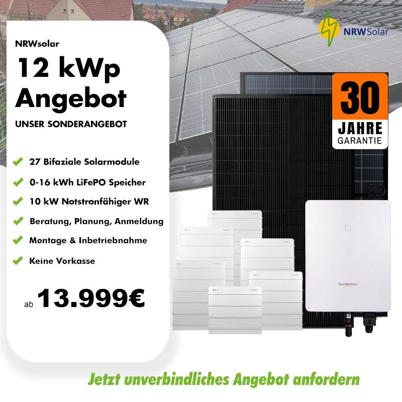 Photovoltaik Komplettanlage 12 kWp mit Speicher und Montage - NRW Solar