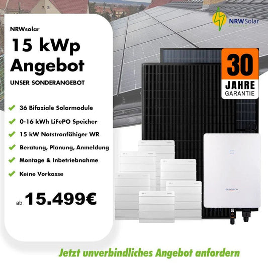 Photovoltaik Komplettanlage 15 kWp mit Speicher und Montage - NRW Solar