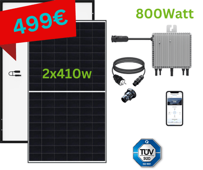 NRW Solar Balkonkraftwerk 800W Komplettset mit Deye Wechselrichter für Steckdose