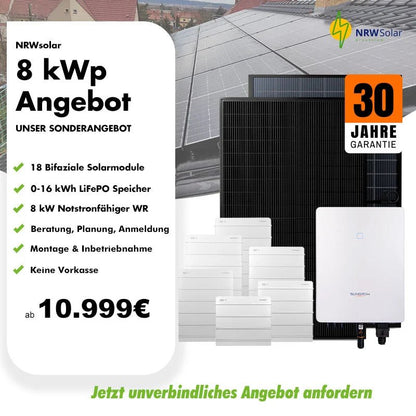 Photovoltaik Komplettanlage 8 kWp mit Speicher und Montage (Kopie) - NRW Solar