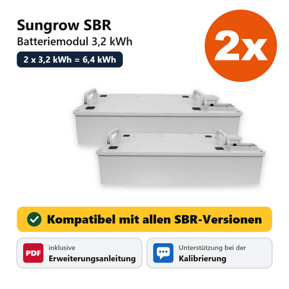 2x Sungrow SBR Batteriemodul 3,2 kWh, kompatibel mit allen SBR-Versionen, inklusive Erweiterungsanleitung und Unterstützung bei der Kalibrierung